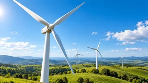Wind turbines on green hills