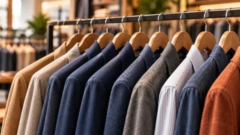 Jackets and shirts on a clothing rail
