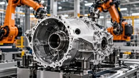 Machined metal component on a robotic production line